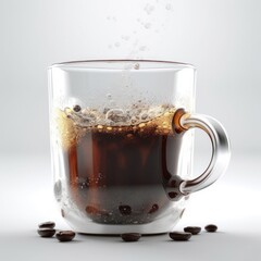 Glass mug of freshly Costa Rican coffee