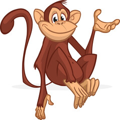 Cartoon monkey chimpanzee. Vector illustration of happy monkey character