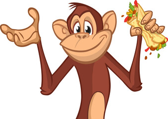 Cartoon monkey chimpanzee. Vector illustration of happy monkey character