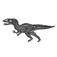 Allosaurus illustration with massive skull on short neck