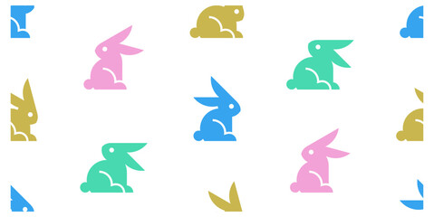 Seamless pattern with Rabbits. isolated on white background