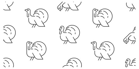 Seamless pattern with Turkeys. isolated on white background