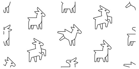 Seamless pattern with Donkeys. isolated on white background
