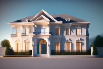 3D drawing of a newly built luxury house,architecture - generative ai
