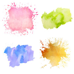 Obraz premium Abstract watercolor splash and blot collection isolated