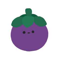 Hand-drawn Cute Purple Mangosteen, Cute fruit character design in doodle style