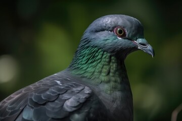 Fototapeta premium On a green background, a bird watches the shot. Generative AI