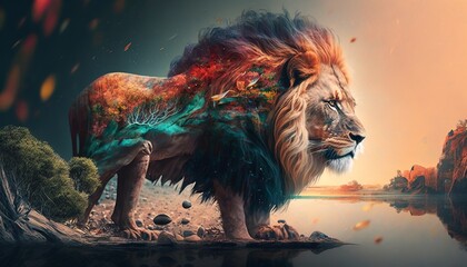 a beautiful close up of a cute handsome lion