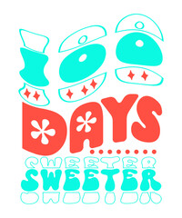 100 Days Sweeter Retro SVG