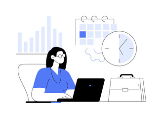 Time and attendance tracking system abstract concept vector illustration.