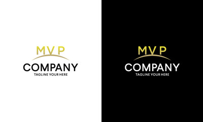MVP logo abstract, monogram, simple, clean and tidy on a black and white background.