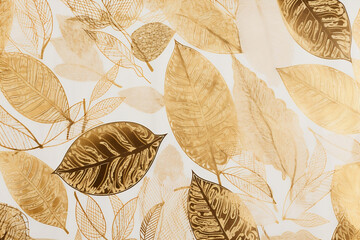 wallpaper with gold leaves close up