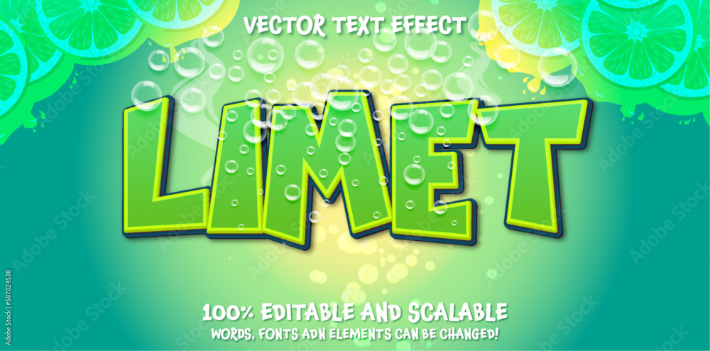 Wall mural green lime editable text effect