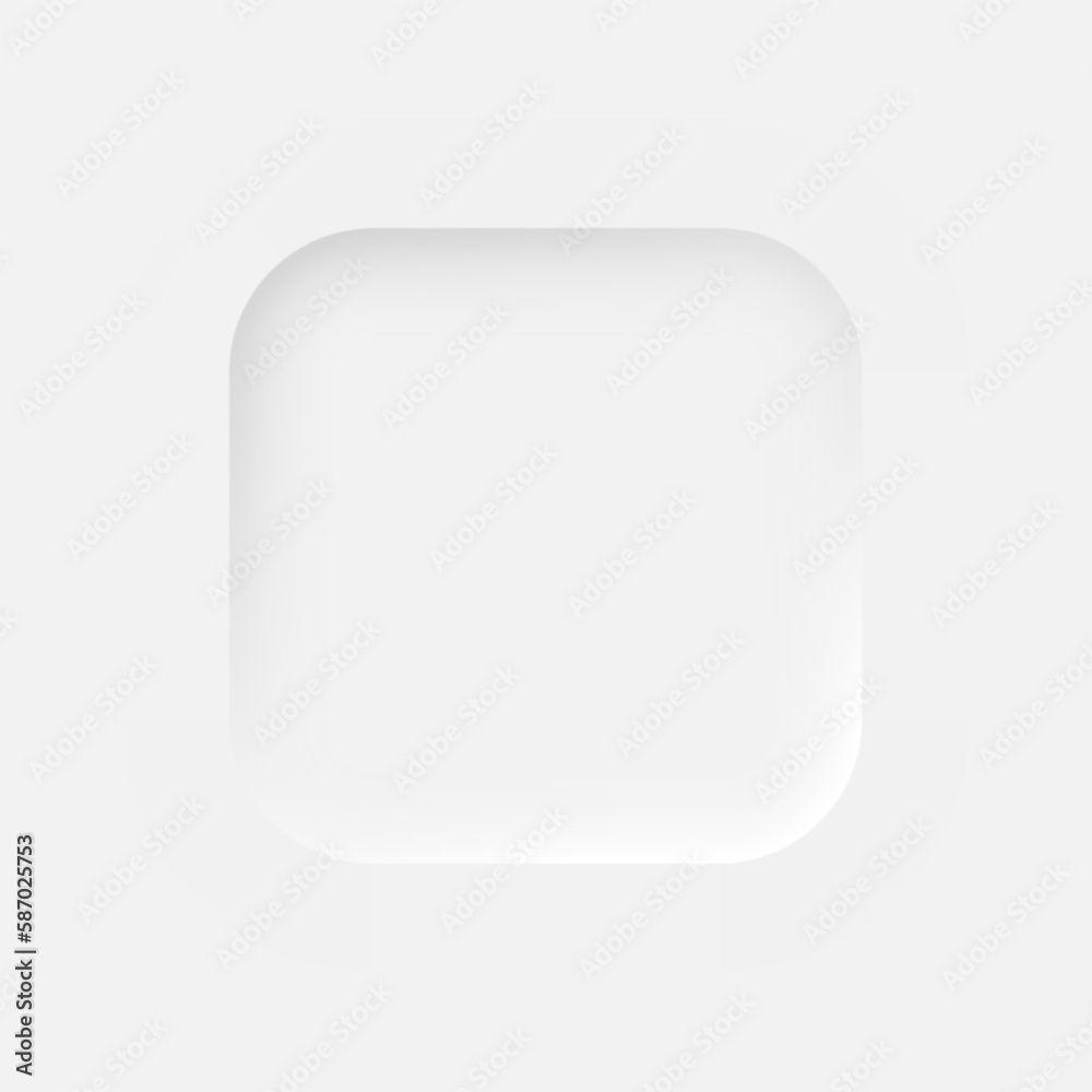 Poster square depressed button with rounded edges on a white background. user interface elements in the sty