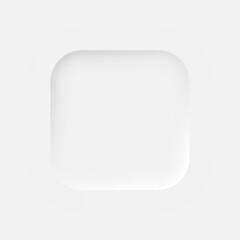 Square depressed button with rounded edges on a white background. User interface elements in the style of neumorphism, UX. Vector illustration.