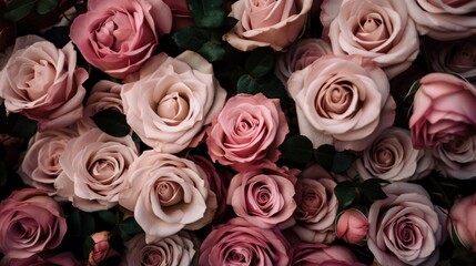 Pink roses background. AI