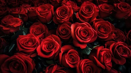 Red roses background. AI