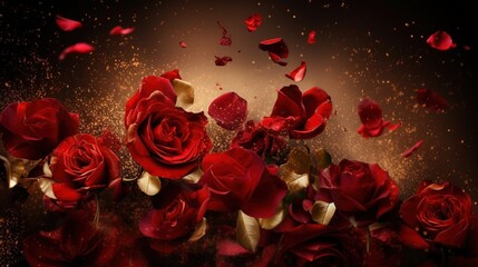 Red roses background. AI