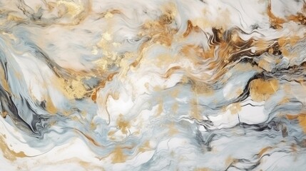 White marble background with golden splases. AI
