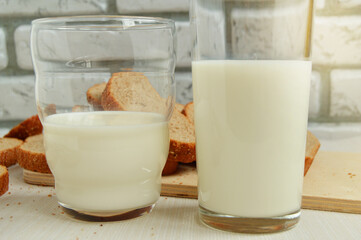 Two glasses of milk are on the table, Breakfast for the family, healthy eating concept, world health day