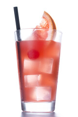 Sea breeze cocktail in glass isolated on white background