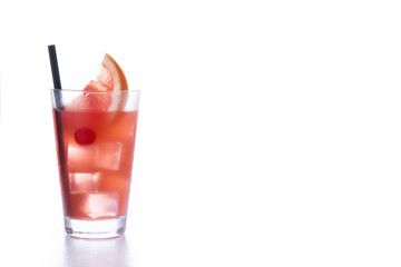 Sea breeze cocktail in glass isolated on white background. Copy space
