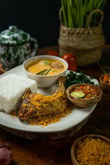 deep fried whole chicken with indonesian javanese spice