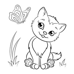 Obraz premium Kitty. Children's coloring book. Vector illustration.