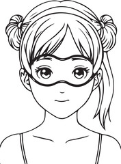 Smiling young woman or girl standing in water mask, enjoying vacations vector illustration