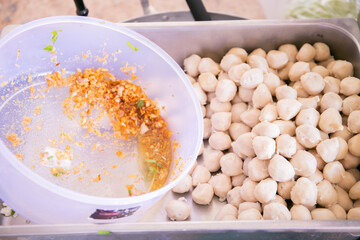 Chickenballs for noodle soup.