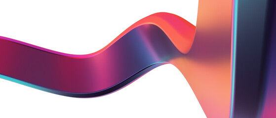 Abstract fluid 3d render holographic iridescent curved wave in motion background. Gradient design element for banners, backgrounds, wallpapers and covers