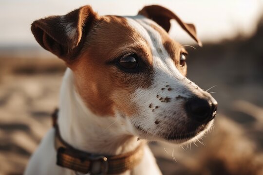 Close up of a lovely and amusing Jack Russell Terrier. Generative AI