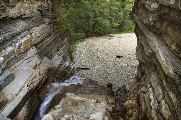 Bukhtivetsky waterfall in western Ukraine, top view