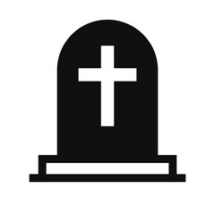 Obraz premium Christian grave silhouette icon. Tomb with engraved cross. Vector.