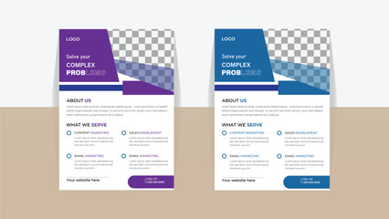 Modern multipurpose creative corporate business agency marketing flyer  in a4 size paper sheet with creative shape  in a minimal template.
