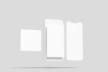 Blank Phone Clay Mockup With Screen 	
