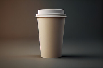 Recyclable cardboard cup balancing on a kraft cardboard background, AI Generated