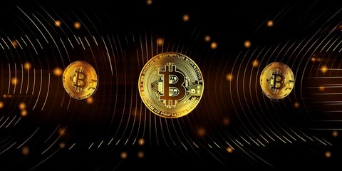 Obraz premium digital bitcoin cryptocurrency vector background. Bitcoin vector illustration background. generative ai
