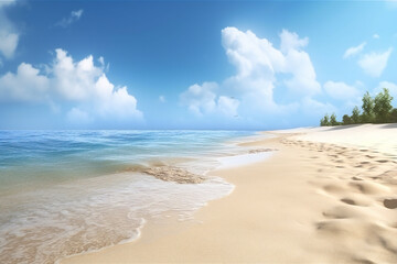 Fototapeta na wymiar Beautiful sand beach, scenery background, nature, sea & ocean, Generative AI