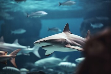 The different types of sharks and their behavior, bokeh Generative AI