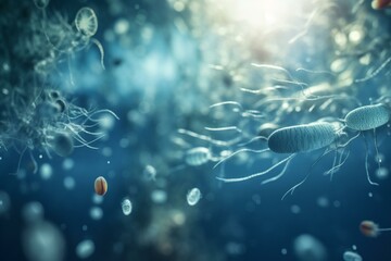 The role of plankton in the ocean food chain, bokeh Generative AI