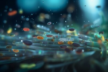 Fototapeta na wymiar The role of plankton in the ocean food chain, bokeh Generative AI