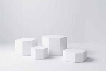 3D render of empty geometric podium for product display