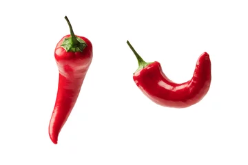 Poster Red hot chili pepper isolated on a white background. © Nikolay