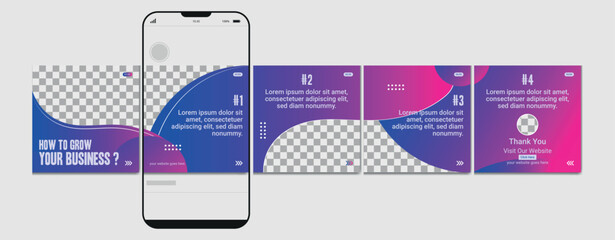 Set Of Instagram Carousel Post Template, Editable Instagram carousel post, social media carousel post for business, template eps 10. © Graphaxil
