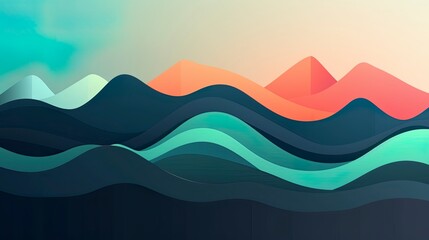 Fototapeta premium Abstract 2d background with waves. AI generative art.