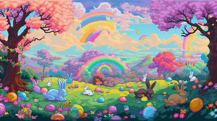 Easter Bunnies Pixel Art