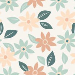 A seamless repeating pattern featuring beautiful flowers in soft, pastel tones with a vintage twist. Perfect for adding a touch of nostalgia to your design projects