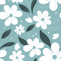 Seamless floral wallpaper. Light decorative vintage pattern in classic style with flowers and leaves.