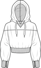 WOMEN STYLE SWEATSHIRT CREW NECK VECTOR FLAT DRAWING. 